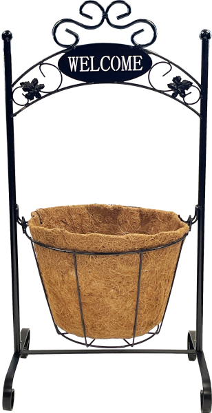 15 Inch Welcome Coco Planter with Stand - 10 per case - Decorative Planters